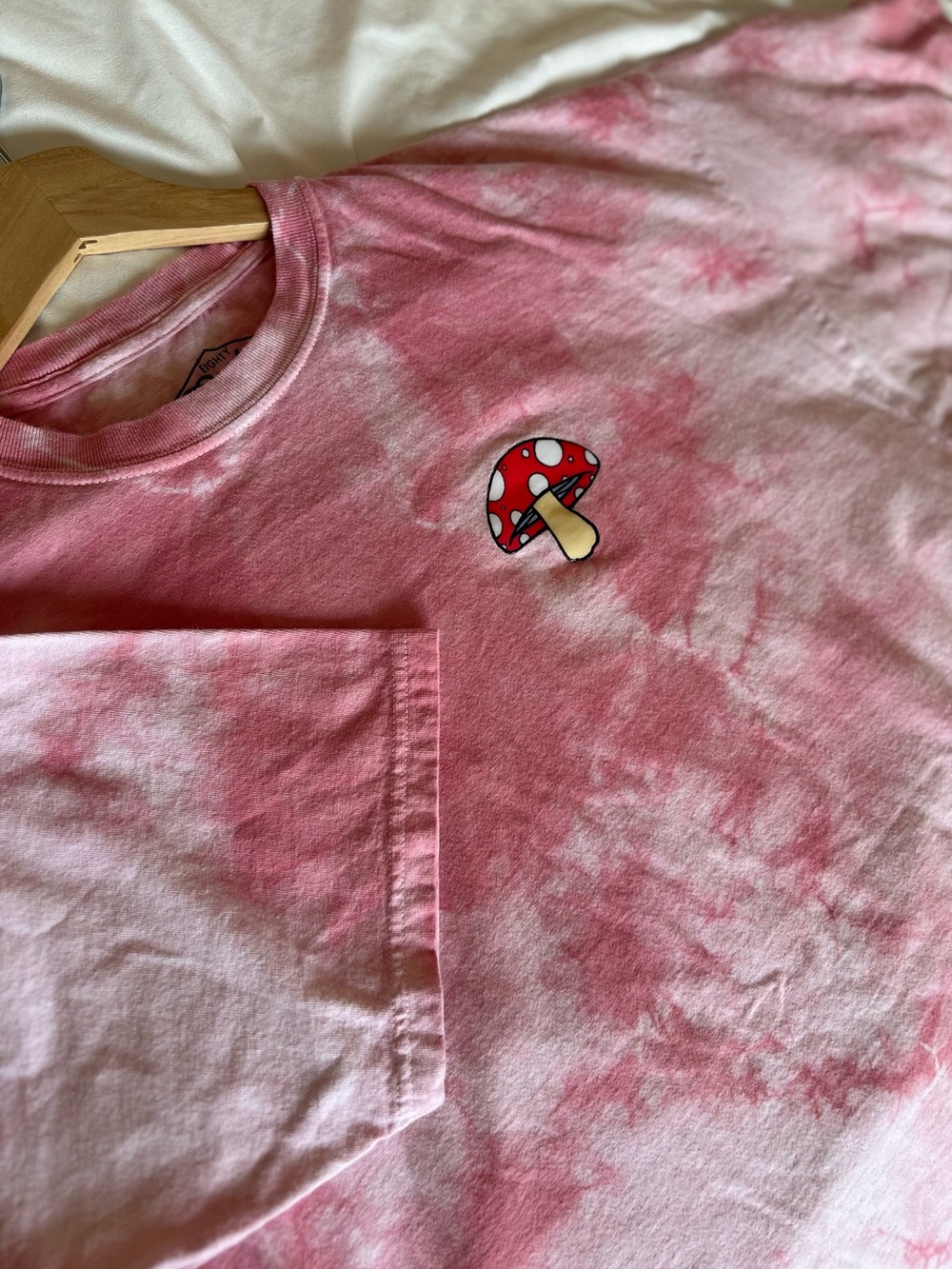 Pink Tie-Dye Mushroom Graphic Tee 100% cotton